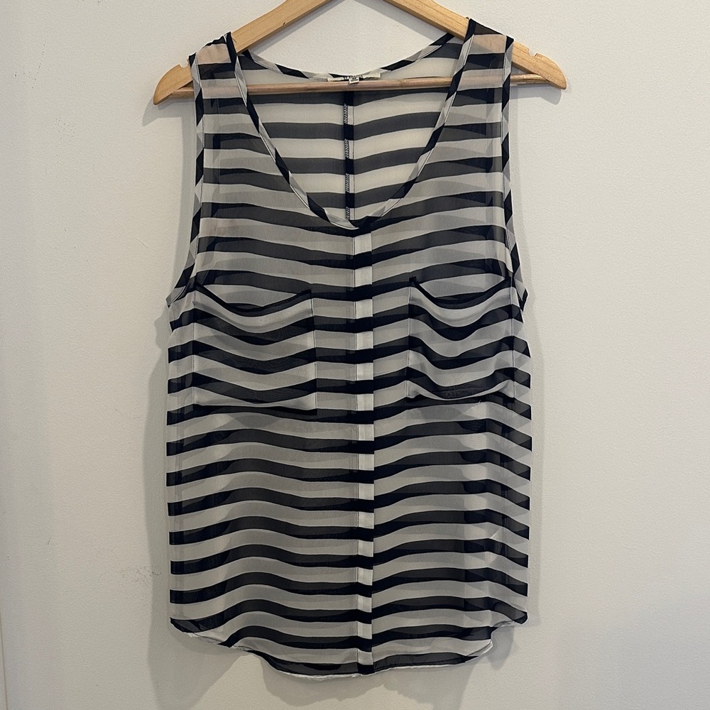BB Dakota Navy and White Striped Blouse